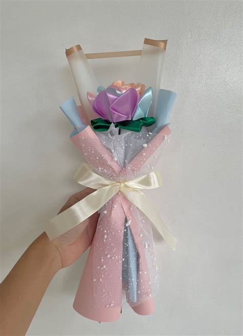 satin ribbon flower bouquet, Hobbies & Toys, Stationary & Craft ...