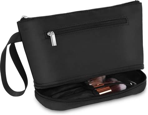 Shinowa Travel Makeup Bag, Double-Layer Cosmetic Makeup tool Organizer Bag Water-resistant Nylon ...