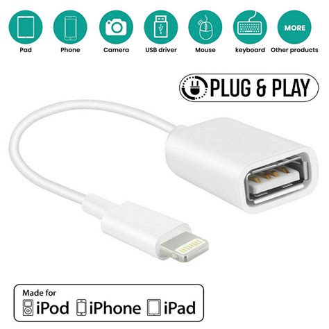 Lightning to USB Camera Adapter,USB 3.0 OTG Data Sync Cable Adapter Compatible with iPhone,USB ...