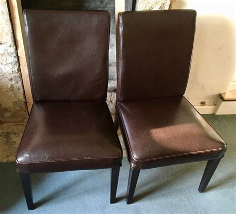 Two Leather Dining Chairs - Excellent Condition - Ikea Henriksdal (dark brown) | in ...