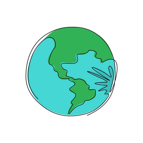 Single one line drawing planet earth icon logo. Global map. World health day. Earth day. Design ...