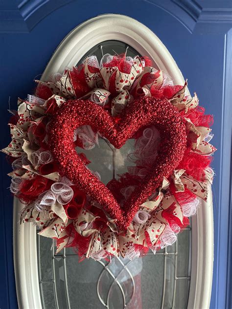 Valentines Day Wreath Heart Wreath Valentines Heart Wreath - Etsy