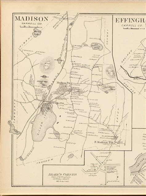 Madison Town, Drake's Corner, New Hampshire 1892 Old Town Map Reprint ...