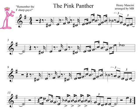 Pink Panther Theme Song Sheet Music Easy cakepins.com | Saxophone sheet music, Clarinet sheet ...