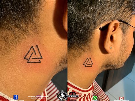Triangle On Nack Tattoo | Small hand tattoos, Hand tattoos for guys, Date tattoos