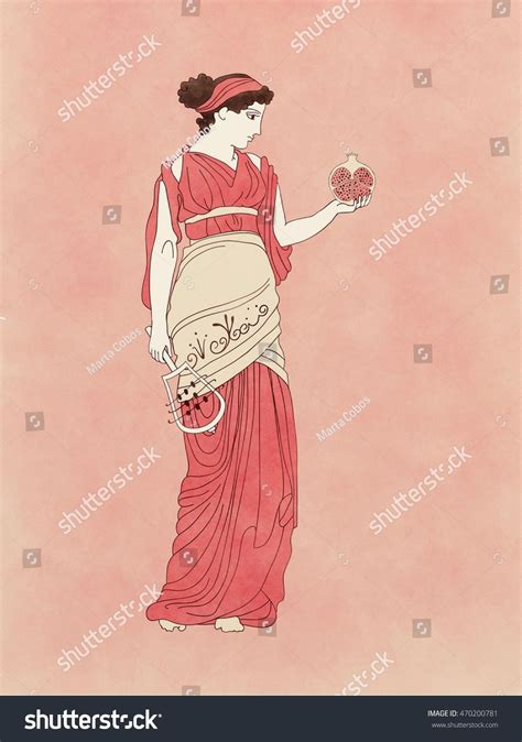 Ancient Greek Pottery Inspired Persephone Art