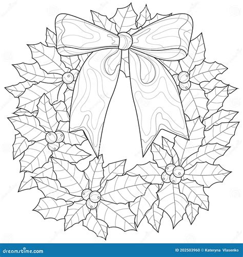 Black White Christmas Wreath Stock Illustrations – 3,765 Black White ...