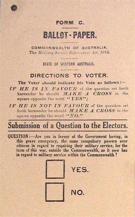 World War I conscription plebiscite – ballot paper | naa.gov.au