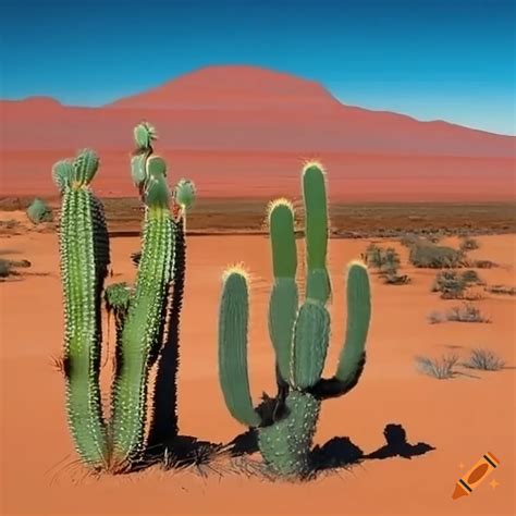 Cactus-filled desert landscape on Craiyon