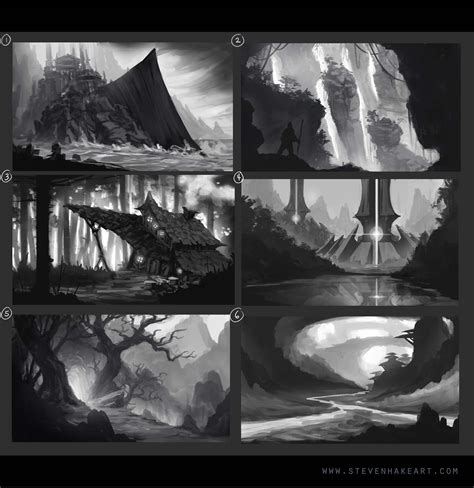 StevenHakeArt - Color composition thumbnail sketches