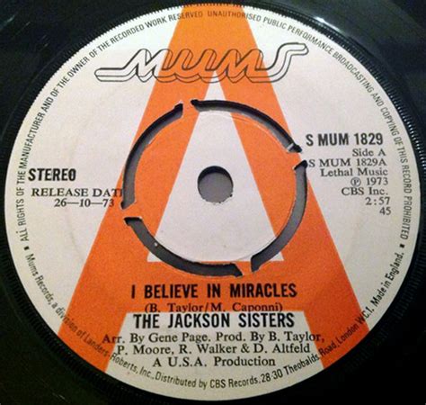 Jackson Sisters – I Believe In Miracles (1973, Vinyl) - Discogs