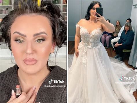 Makeup influencer Mikayla Nogueira told viewers she's put off trying on wedding dresses due to ...