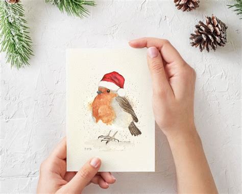 Modern Christmas Birds Cards Set of Handmade Boxed Xmas Card | Etsy | Watercolor christmas cards ...