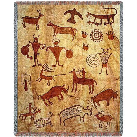 Rock Art of the Ancientse - Southwest Cave Rock Art - Southwest Cave Rock Art - Cotton Woven ...