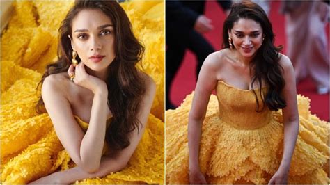 Cannes 2023: Aditi Rao Hydari turns Belle of the Ball as she walks the red carpet in a yellow ...