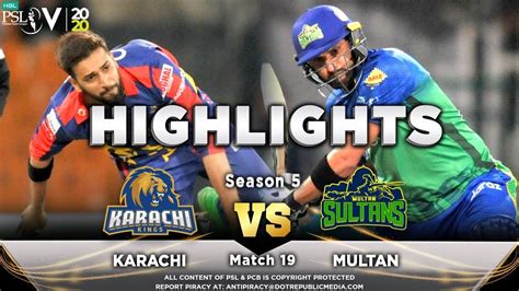 Karachi Kings vs Multan Sultans | Full Match Highlights | Match 19 | 6 March | HBL PSL 2020 ...