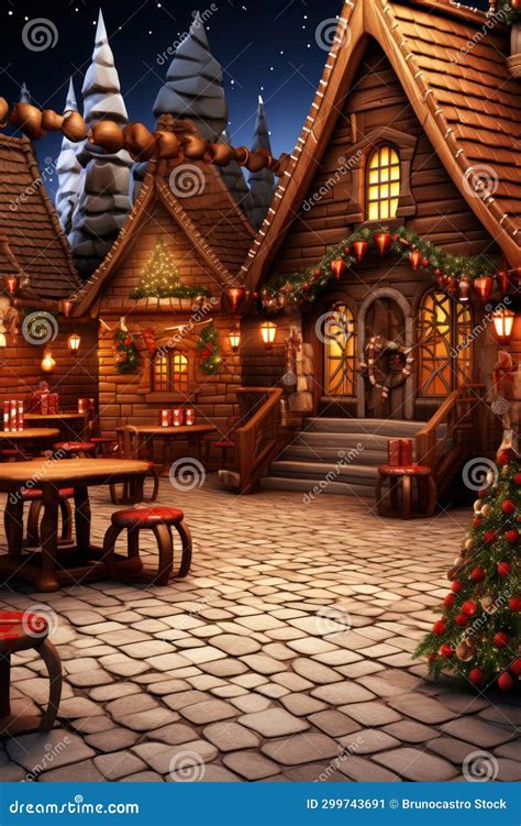 Christmas Street Scene Rendered with Christmas Lights on the Street As ...