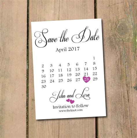 Save The Date Calendar Template Free