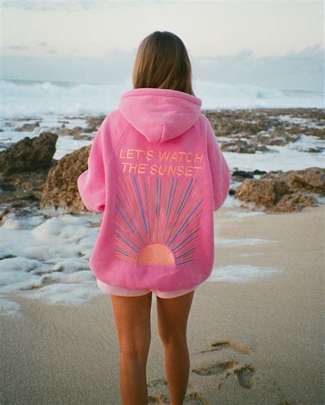 "Let's Watch the Sunset" Oversized Lux Hoodie in Vintage Washed Pink