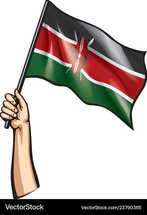 Kenya flag and hand on white background Royalty Free Vector