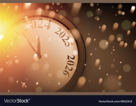 Happy new year 2024 countdown clock on brown Vector Image