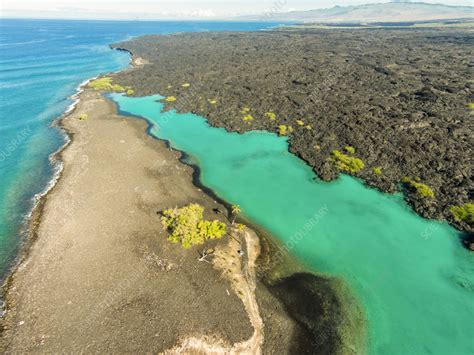 Aerial view of Kiholo Bay, Big Island, Hawaii, USA - Stock Image - F040 ...