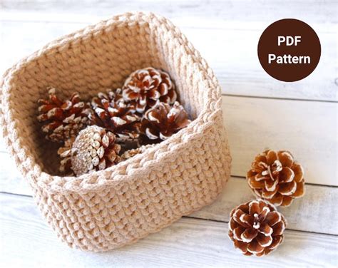 Crochet Square Basket Pattern, Crochet Pattern, Instant Download, Crochet Square Basket Pdf, DIY ...