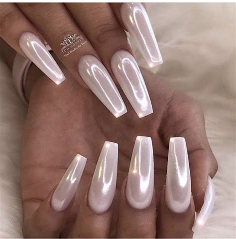 Chrome wedding nails | White acrylic nails, Metallic nails, Pretty nails