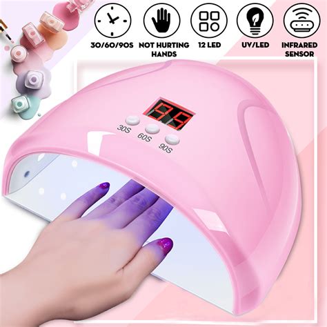 54W 12 LED UV Light Nail Lamp Gel Polish Cure Dryer Manicure Machine ...