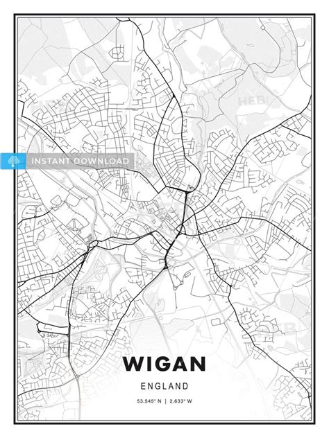 Wigan, England, Modern Print Template in Various Formats | HEBSTREITS Sketches | Print templates ...