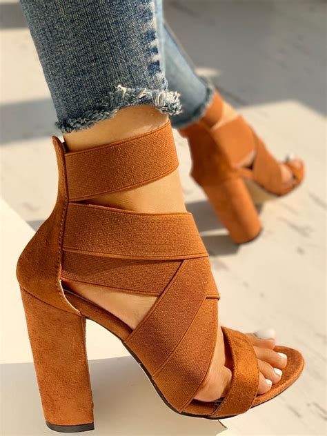 Bandage Crisscross Chunky Heeled Sandals | Heels, Girly shoes, Fashion heels