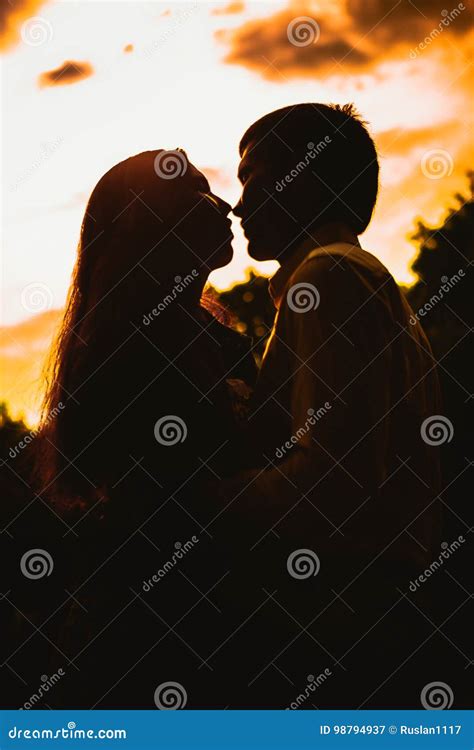 Beautiful Young Couple on the Sunset Background Stock Image - Image of countryside, holiday ...