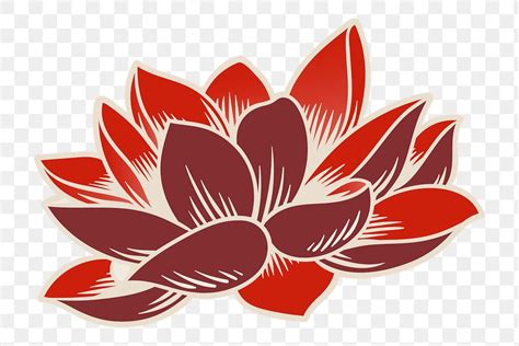 Japanese lotus flower sticker design | Free PNG Sticker - rawpixel