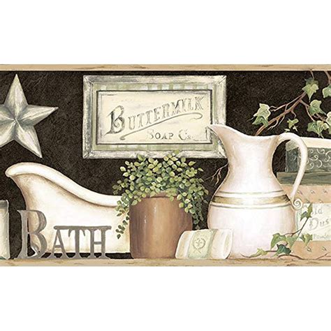 878786 Martha Country Bath Wallpaper Border Black CTR63102b - Walmart.com - Walmart.com