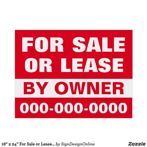 18" x 24" For Sale or Lease Yard Sign | Zazzle.com | Advertising signs, Custom yard signs, Yard ...