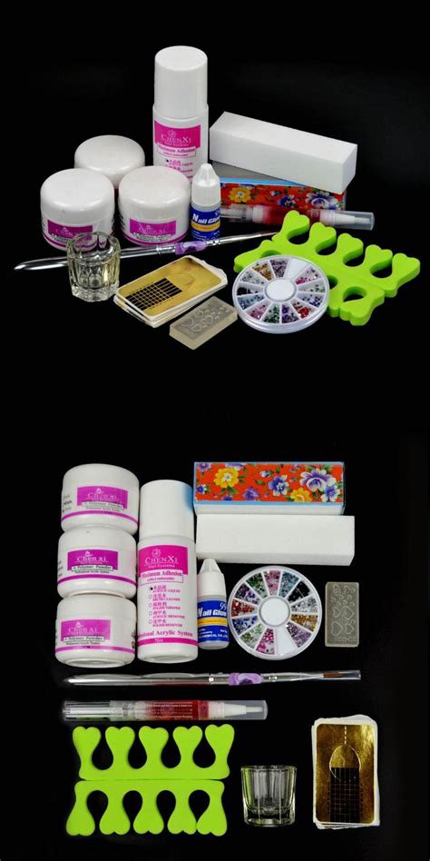 [Visit to Buy] Acrylic Nail Kit 75ml Acrylic Liquid Manicure Set Nail Glitter Powder Dust Sets ...