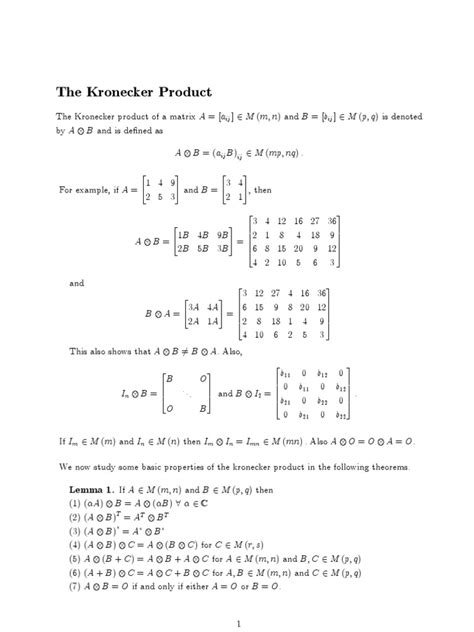 The Kronecker Product | Matrix (Mathematics) | Eigenvalues And Eigenvectors