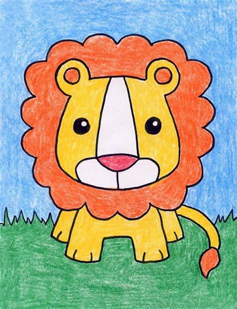 Easy How to Draw a Lion Tutorial and Lion Coloring Page | Lion cartoon ...