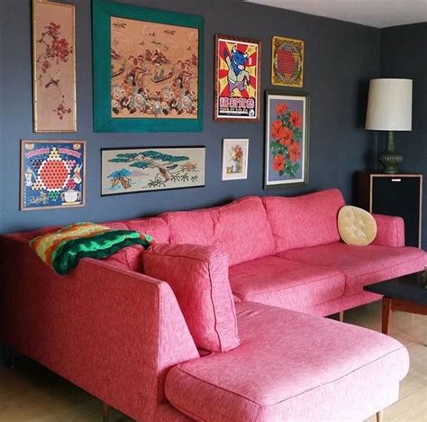 pink sectional | Cleaning white walls, Vintage furniture, Living spaces