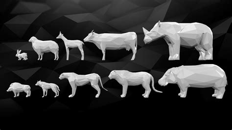 Pack of 3D Printable Low Poly Animals 3D Model in Sculpture 3DExport