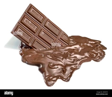 Half-melted bar of Hershey's chocolate photographed on a white background Stock Photo - Alamy