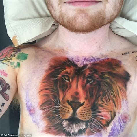 Ed Sheeran Just Got a Huge Lion Tattoo on His Chest- PopStarTats