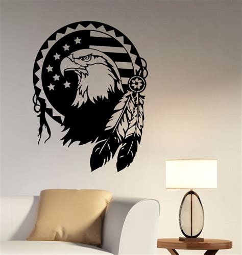 Native American Eagle Wall Decal Vinyl Sticker Bird of Prey Art Decorations for Home Living Kids ...