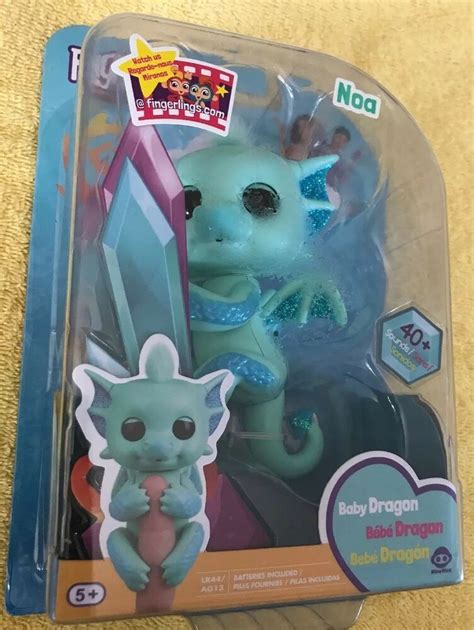 Fingerlings Baby Dragon NOA w/ 40 Sounds Teal Blue Glitter WowWee Wearable Pets | eBay ...