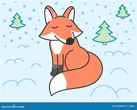 Orange Fox, Flat Design Outline Vector Character Stock Vector - Illustration of mammal, forest ...