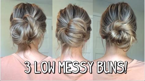 3 WAYS TO DO A LOW MESSY BUN PART 2! LONG, MEDIUM, AND LONG HAIRSTYLES! - YouTube