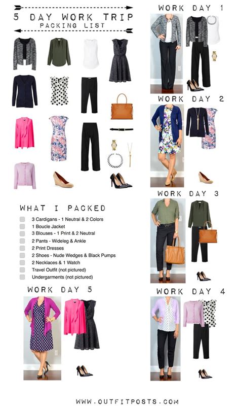 outfit post: 5 day work trip to client site | Business travel outfits, Capsule wardrobe ...