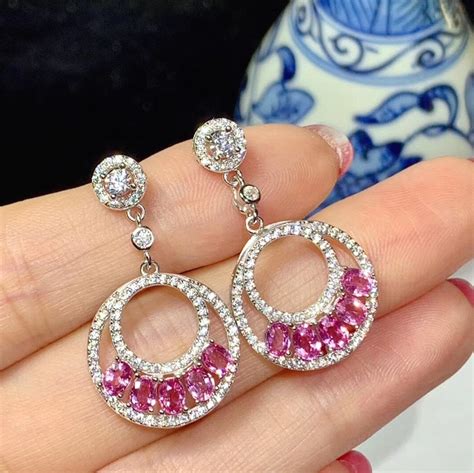 Natural Pink Sapphire Earrings / Sapphire Jewelry / White Gold - Etsy