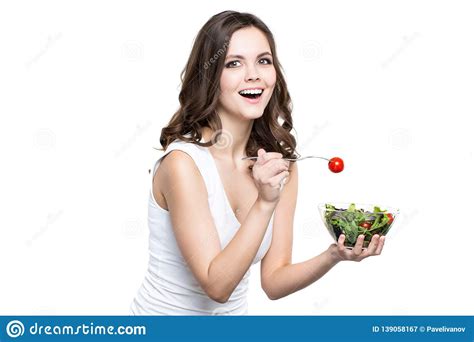 A Beautiful Girl Eating Healthy Food Stock Image - Image of natural ...