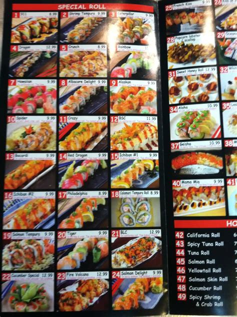 Menu at Ichiban Sushi restaurant, Bakersfield, Gosford Rd A